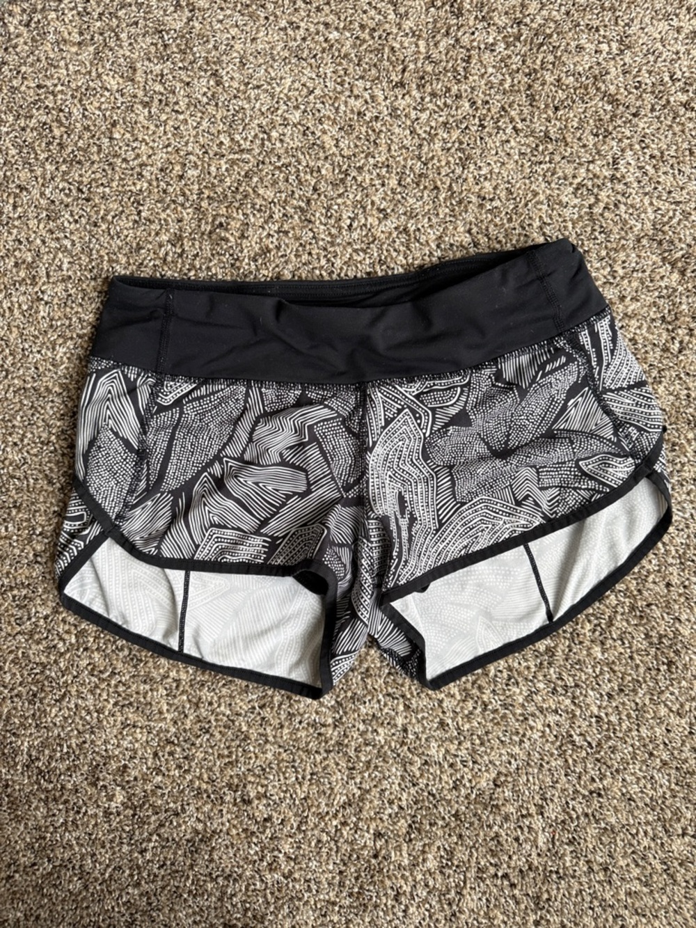 Lululemon athletica Black & White Patterned Athletic Shorts